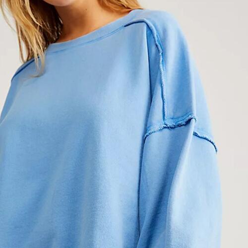 Exposed Seam Dropped Shoulder Sweatshirt |1mrk.com