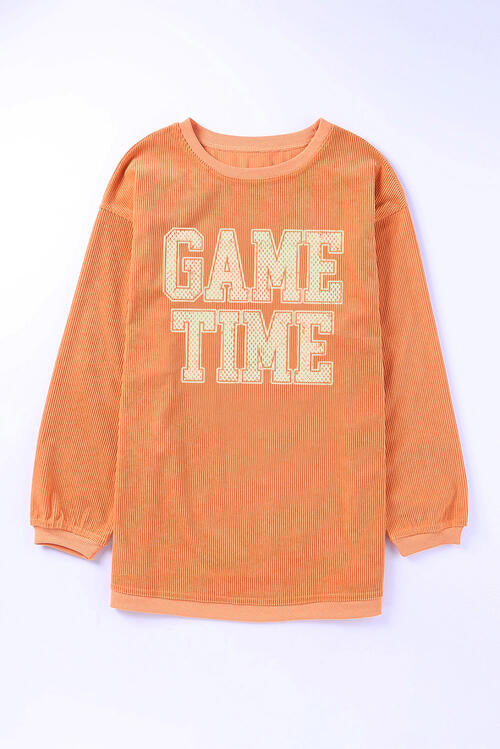 GAME TIME Round Neck Long Sleeve Sweatshirt |1mrk.com