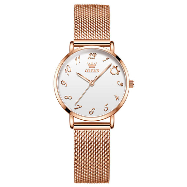 OLEVS 5870 WATCHES Girl gifts Rose Gold Beautiful Luxurious Big Face | 1mrk.com