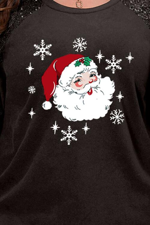 Plus Size Santa Graphic Sequin Long Sleeve Sweatshirt |1mrk.com