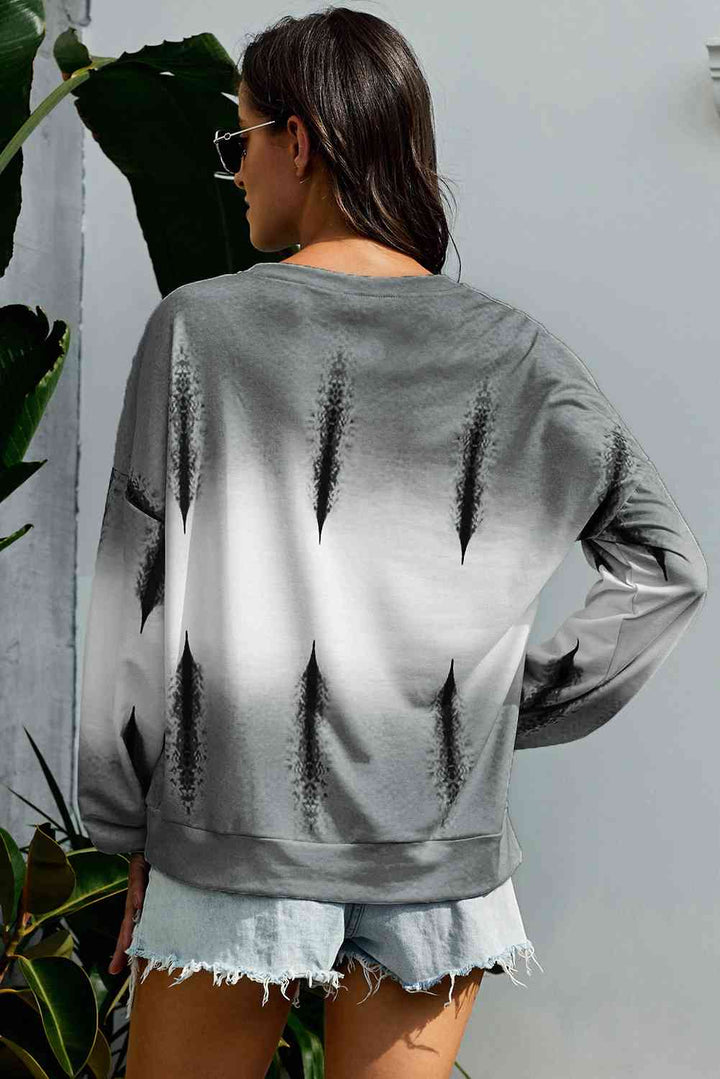 Tie-Dye Drop Shoulder Round Neck Sweatshirt |1mrk.com