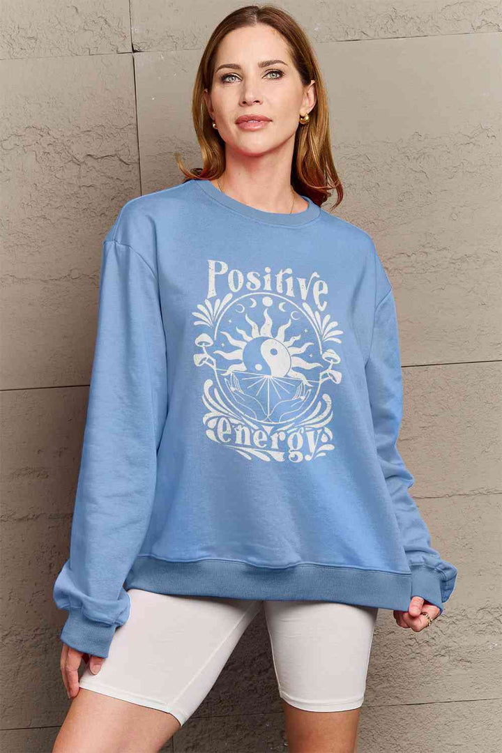 Simply Love Full Size POSITIVE ENERGY Graphic Sweatshirt |1mrk.com