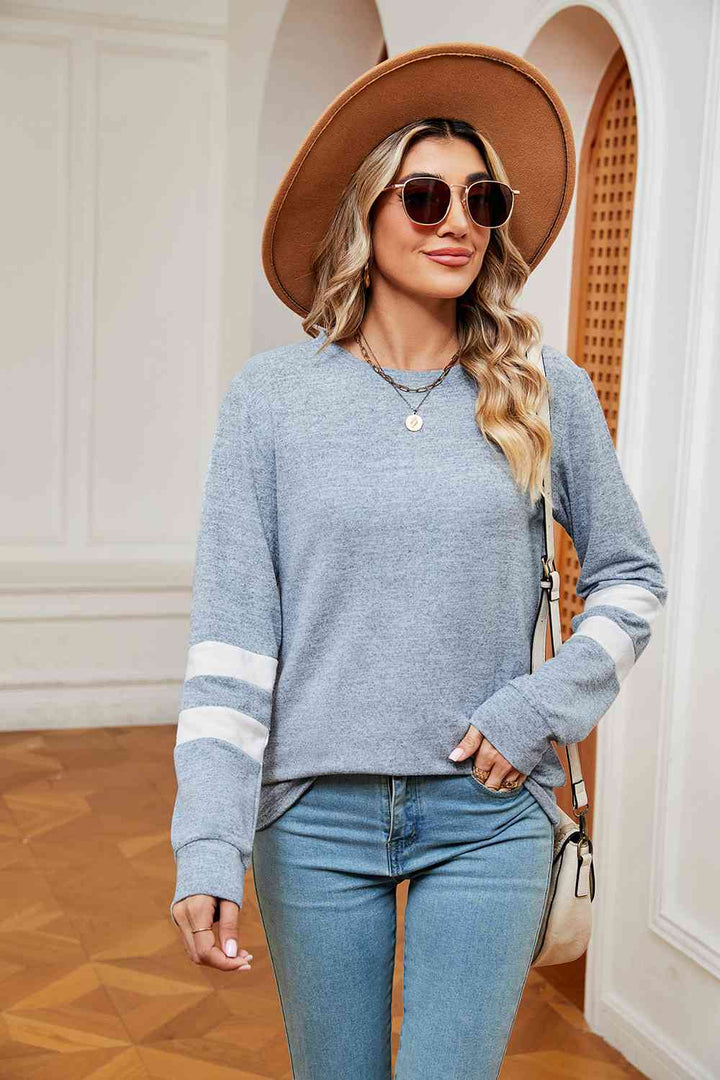 Round Neck Long Sleeve Top | 1mrk.com