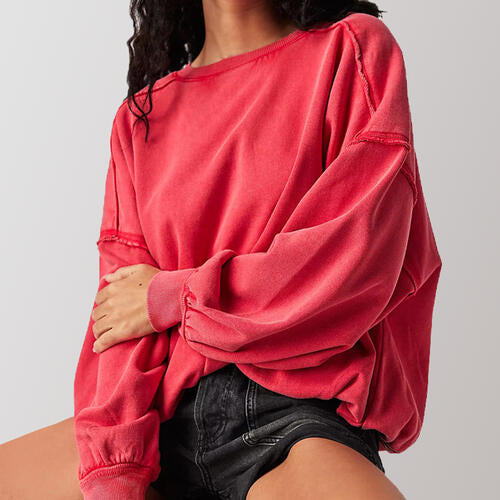 Exposed Seam Dropped Shoulder Sweatshirt |1mrk.com