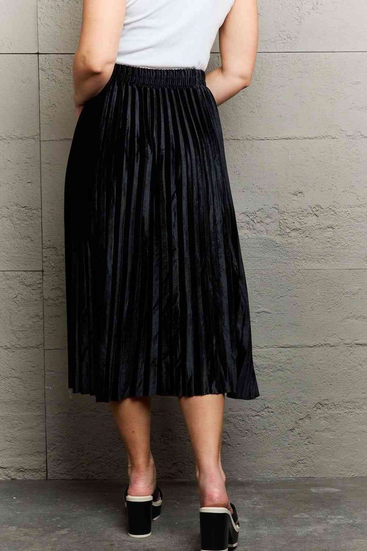 Ninexis Accordion Pleated Flowy Midi Skirt |1mrk.com