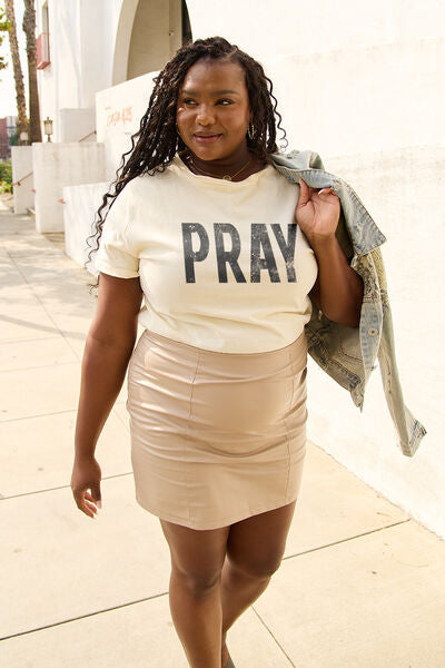 Simply Love Full Size PRAY Round Neck T-Shirt | Trendsi