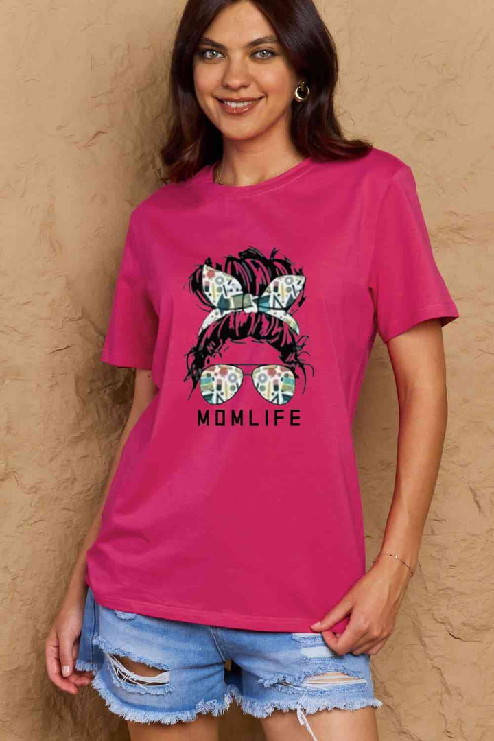 Simply Love Full Size MOM LIFE Graphic Cotton T-Shirt | 1mrk.com