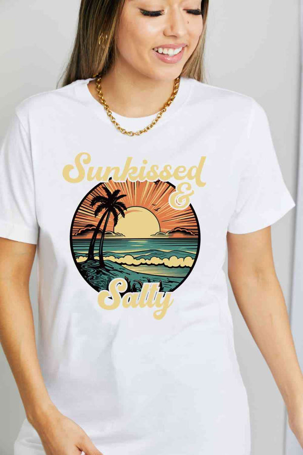 Simply Love Full Size SUNKISSED & SALTY Graphic Cotton T-Shirt | 1mrk.com