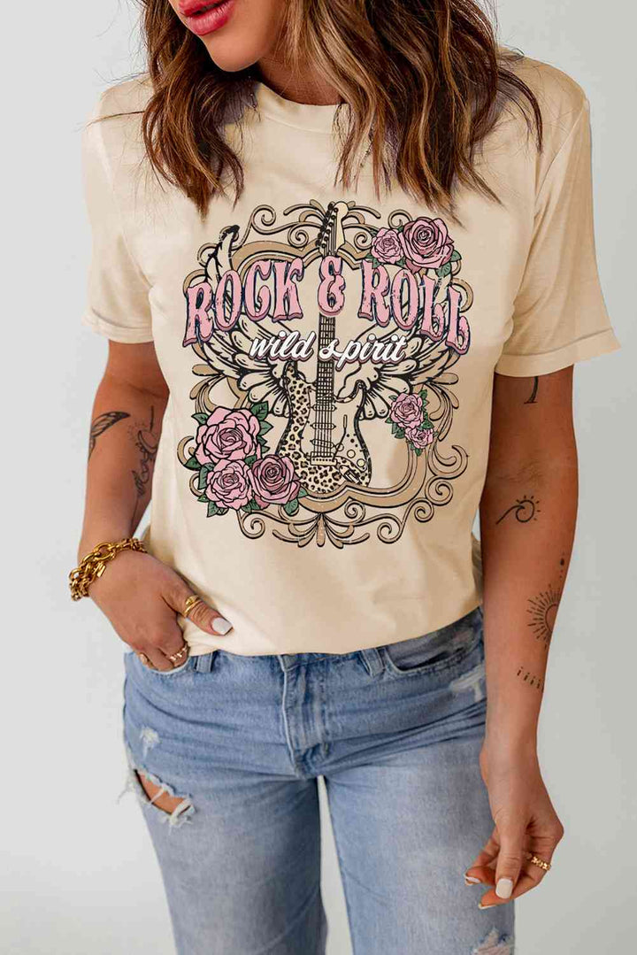 ROCK & ROLL Graphic Cuffed Short Sleeve Tee | 1mrk.com