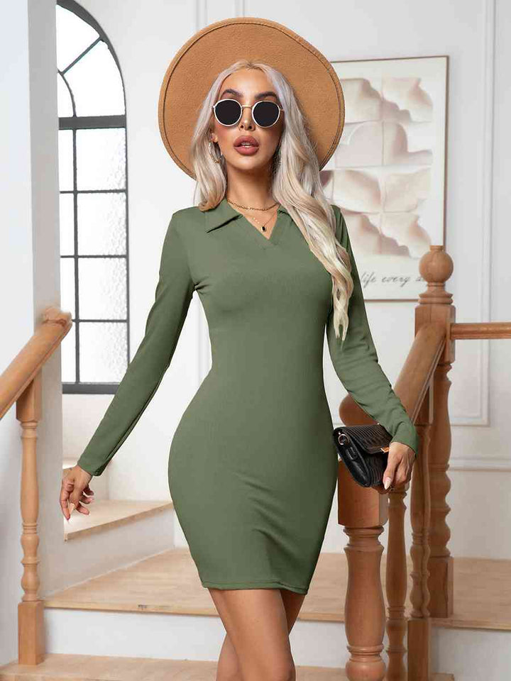 Johnny Collar Long Sleeve Mini Dress |1mrk.com