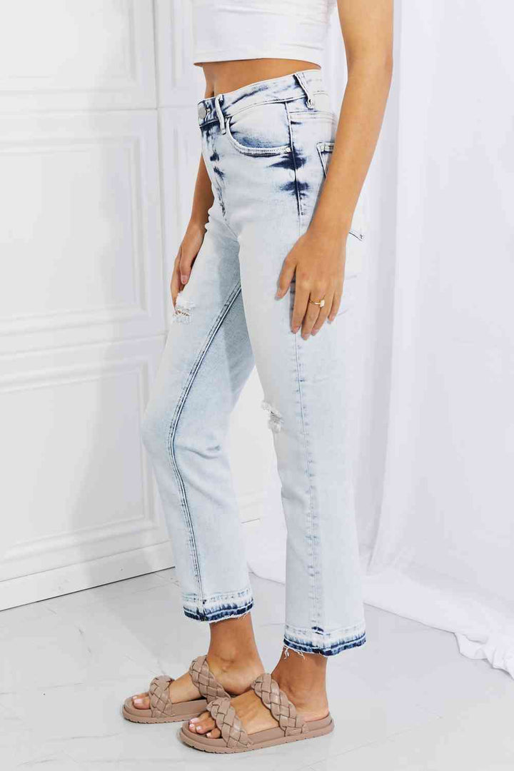 RISEN Full Size Camille Acid Wash Crop Straight Jeans | 1mrk.com