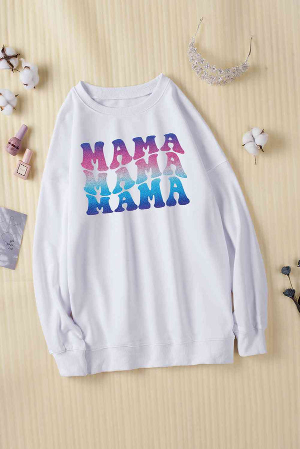 MAMA Gradient Graphic Dropped Shoulder Sweatshirt |1mrk.com