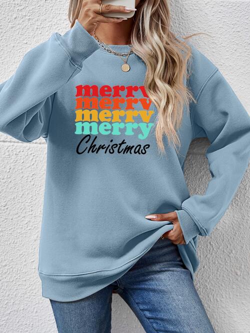 MERRY CHRISTMAS Graphic Long Sleeve Sweatshirt |1mrk.com