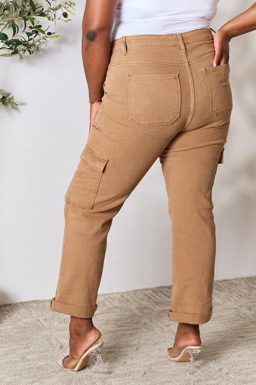 Risen Full Size High Waist Straight Jeans with Pockets | 1mrk.com