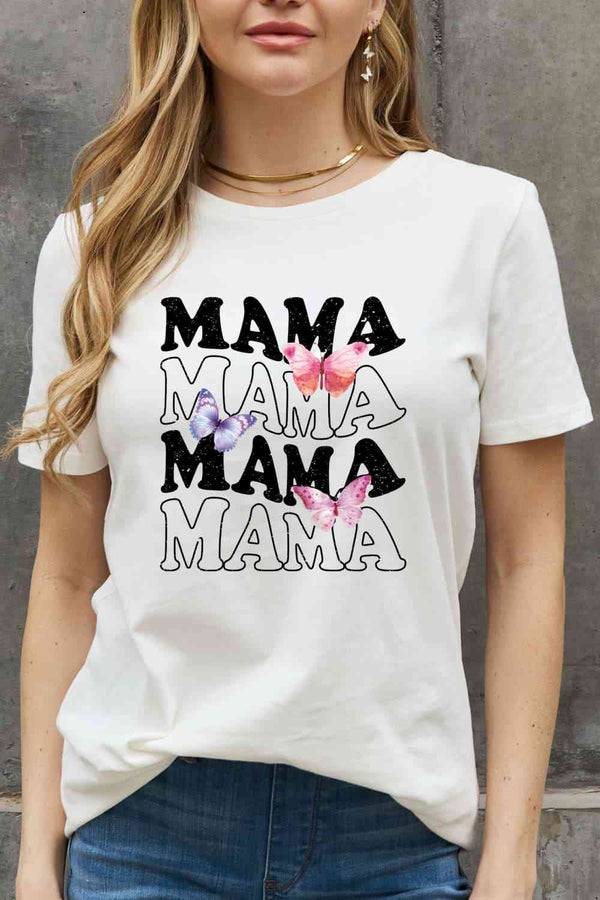 Simply Love MAMA Butterfly Graphic Cotton T-Shirt | 1mrk.com