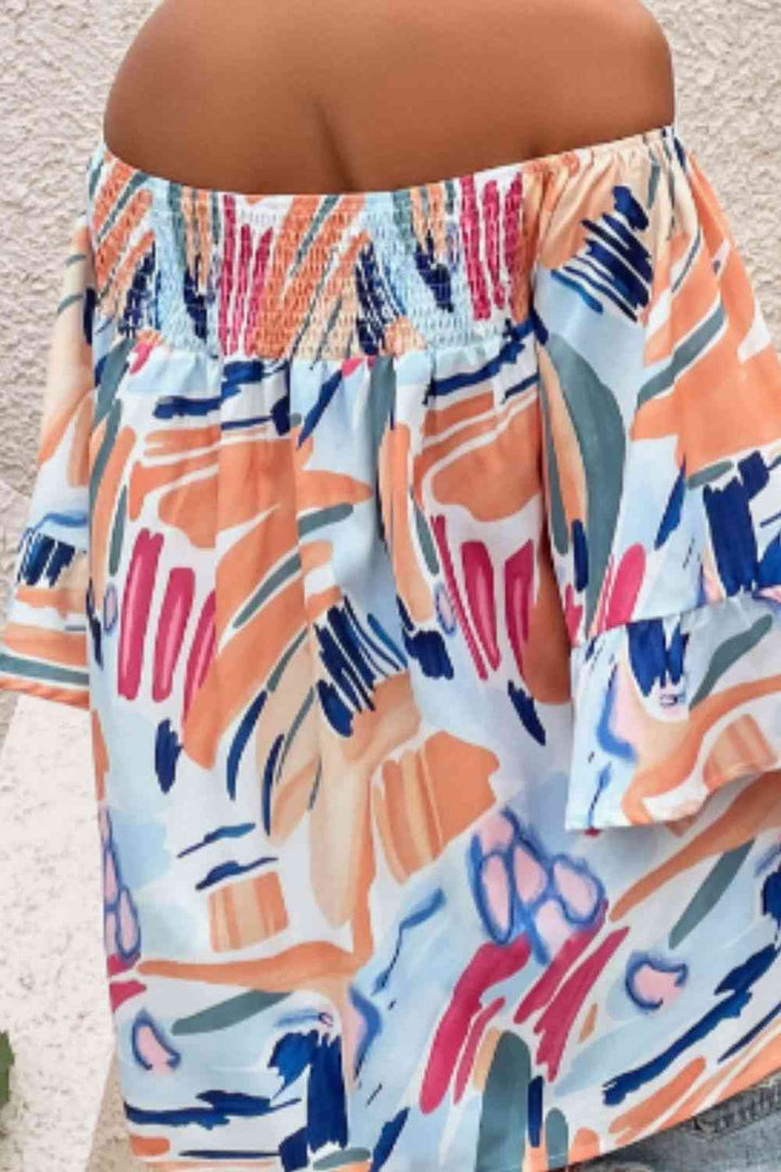 Printed Off-Shoulder Blouse | 1mrk.com