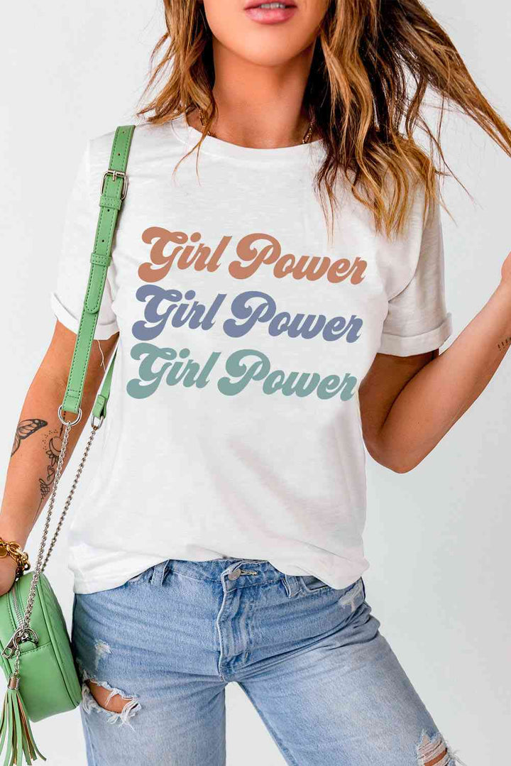 GIRL POWER Graphic Round Neck Tee | 1mrk.com