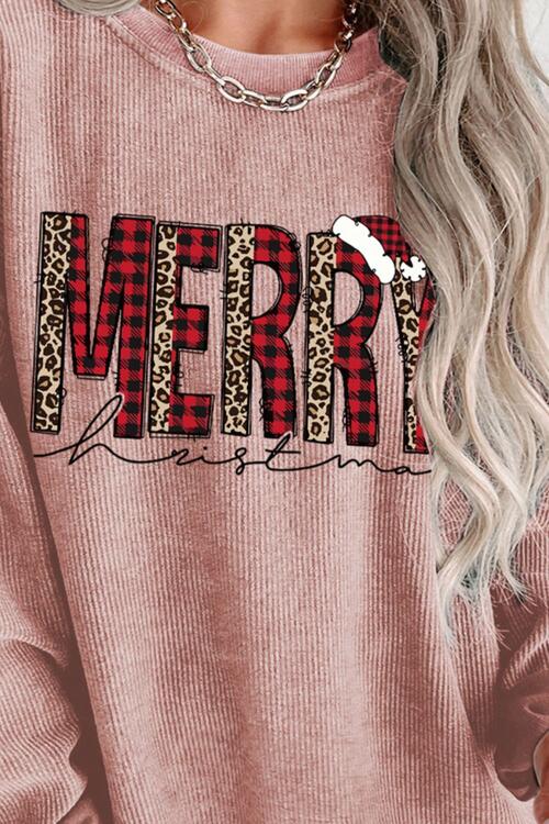 MERRY CHRISTMAS Round Neck Long Sleeve Sweatshirt |1mrk.com