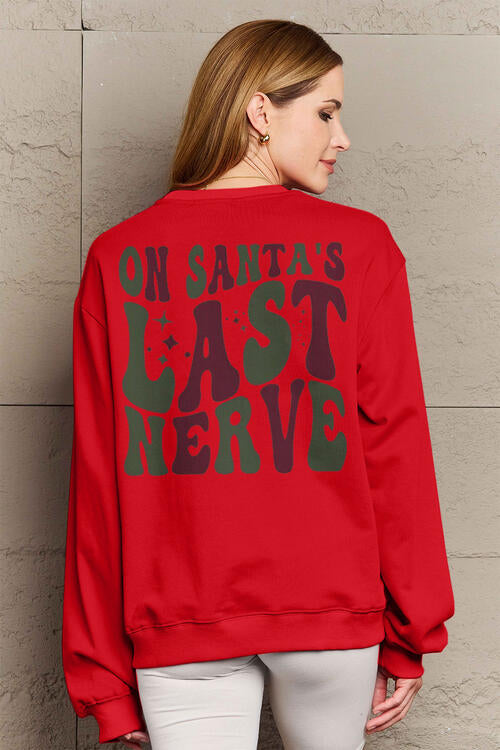 Simply Love Full Size Letter Graphic Long Sleeve Sweatshirt |1mrk.com