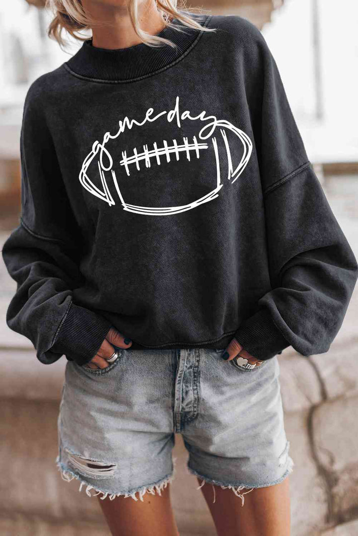 Round Neck Long Sleeve FOOTBALL Graphic Sweatshirt |1mrk.com