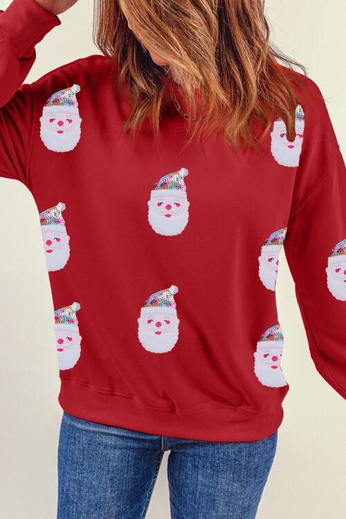 Sequin Santa Long Sleeve Sweatshirt |1mrk.com