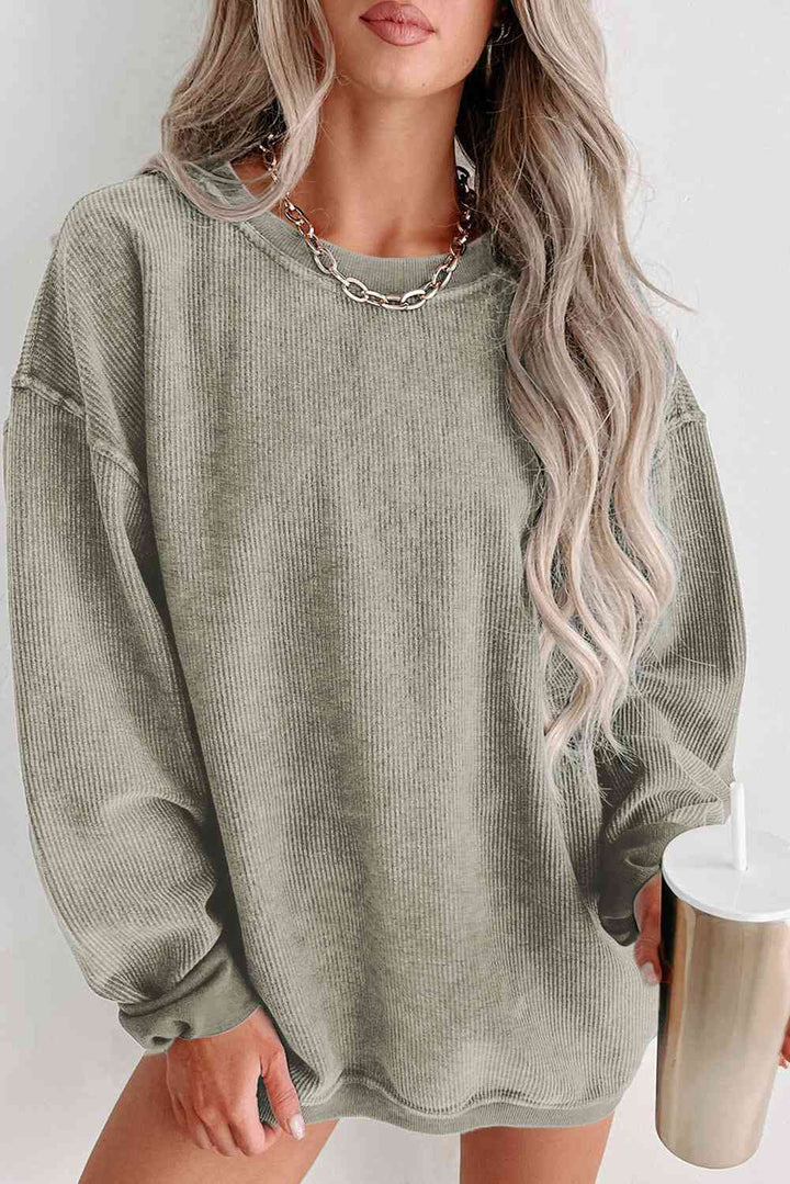 Round Neck Dropped Shoulder Sweatshirt |1mrk.com