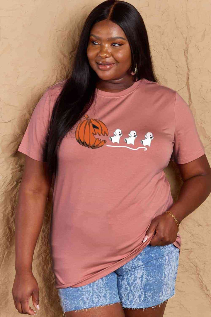 Simply Love Full Size Jack-O'-Lantern Graphic Cotton T-Shirt | 1mrk.com