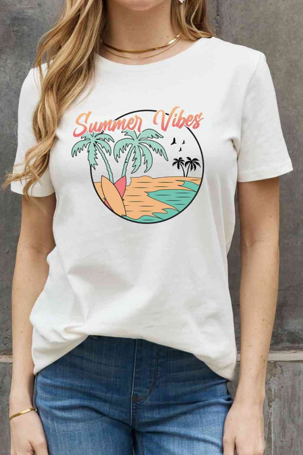 Simply Love Full Size SUMMER VIBES Graphic Cotton Tee | 1mrk.com