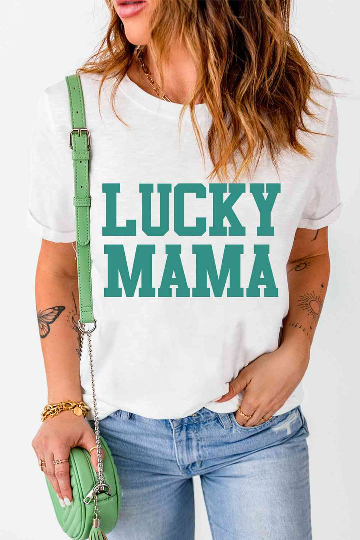 LUCKY MAMA Graphic Round Neck Tee | 1mrk.com