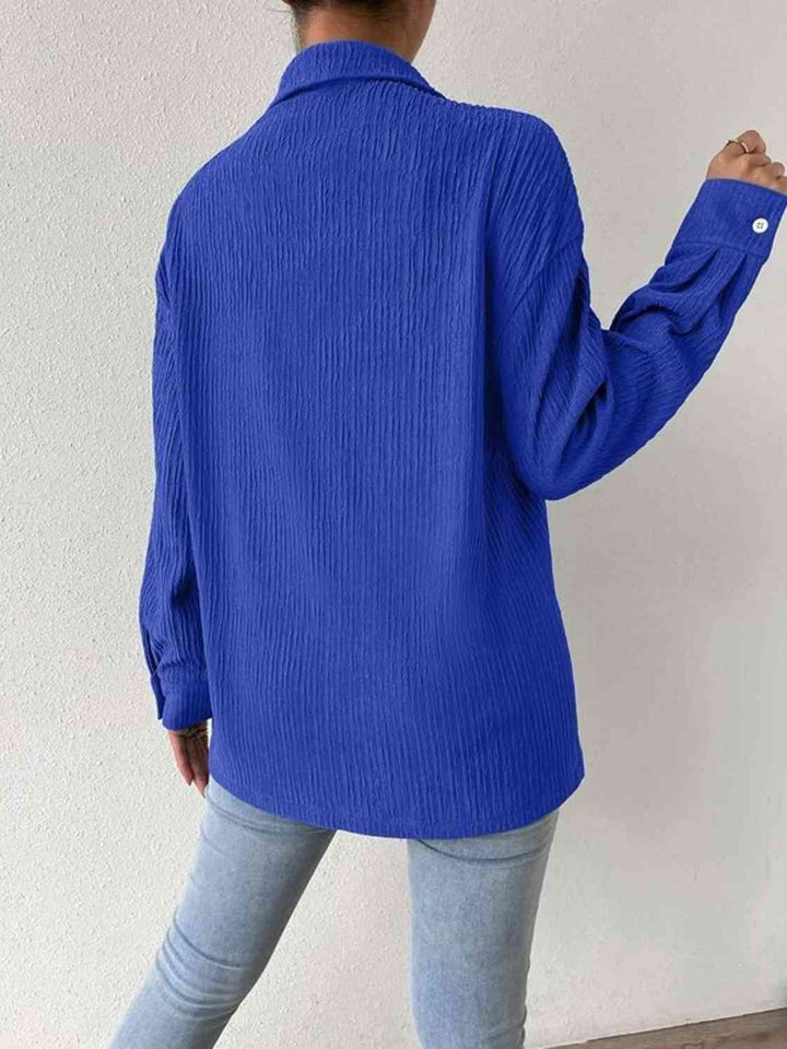 Textured Drop Shoulder Shirt Jacket |1mrk.com