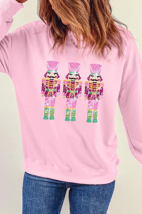 Sequin Nutcracker Long Sleeve Sweatshirt |1mrk.com