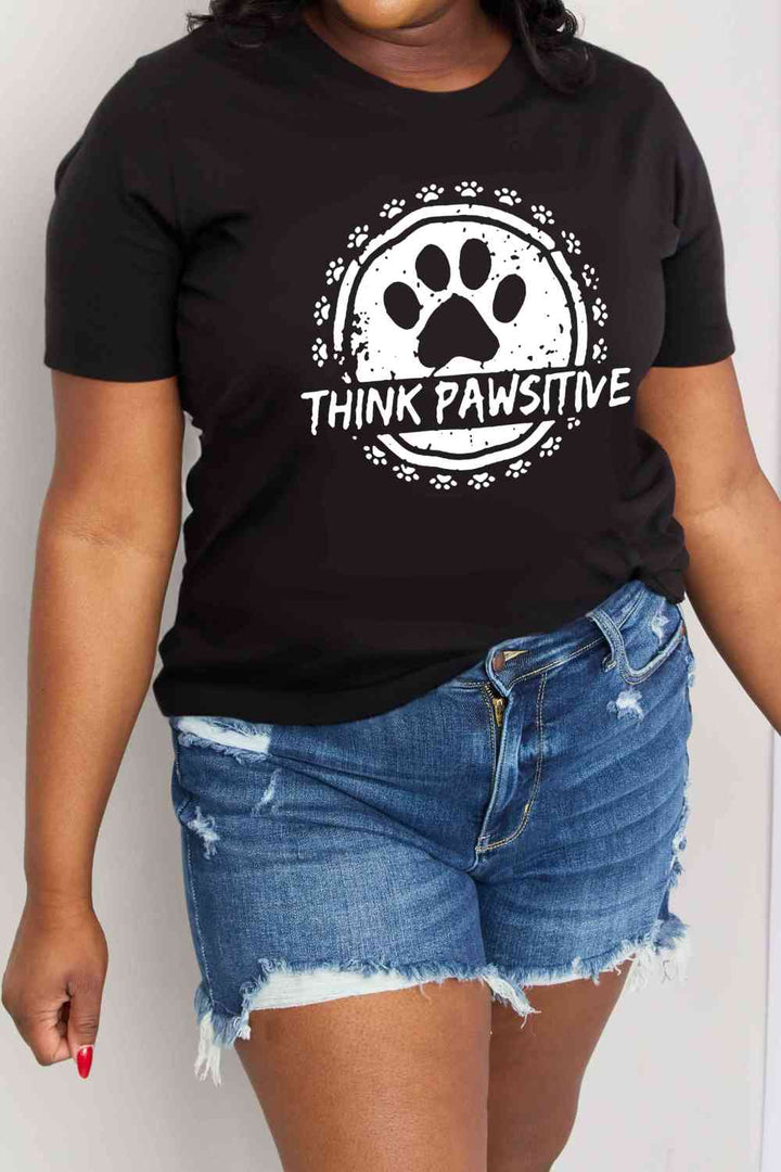 Simply Love Simply Love Full Size THINK PAWSITIVE Graphic Cotton Tee | 1mrk.com