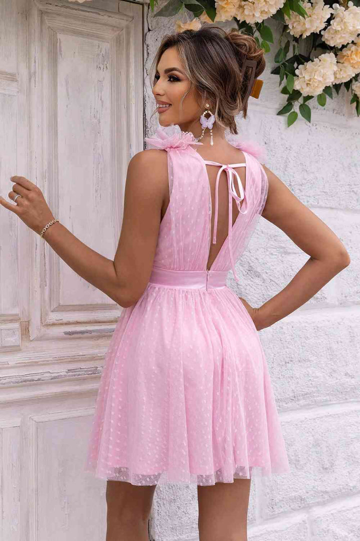 Open Back Sleeveless Mesh Dress |1mrk.com