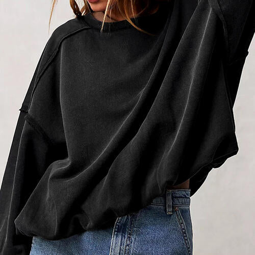 Exposed Seam Dropped Shoulder Sweatshirt |1mrk.com