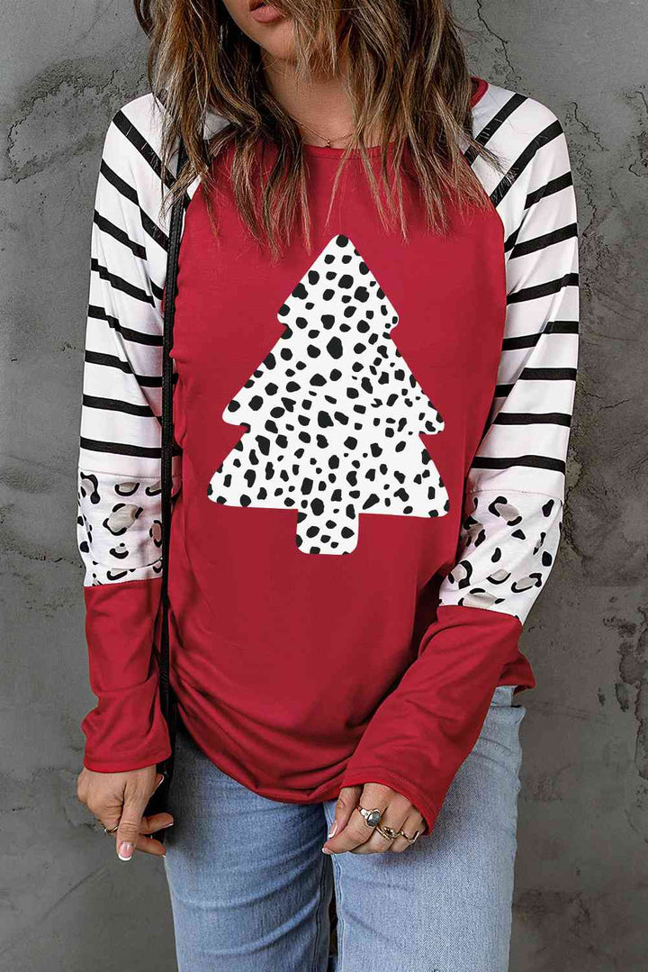 Christmas Tree Graphic Long Sleeve T-Shirt | 1mrk.com