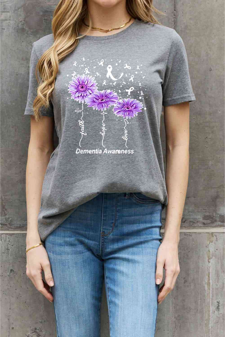 Simply Love Full Size DEMENTIA AWARENESS Graphic Cotton Tee | 1mrk.com