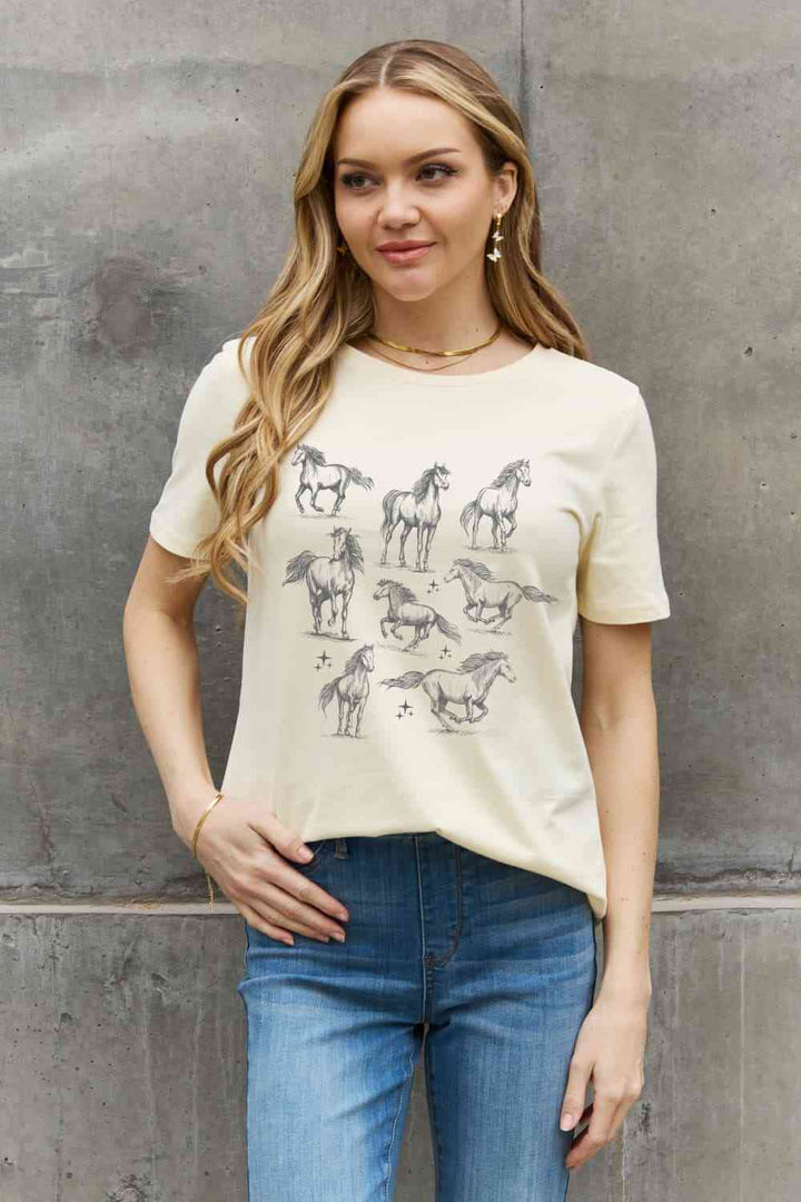 Simply Love Horse Graphic Cotton T-Shirt | 1mrk.com