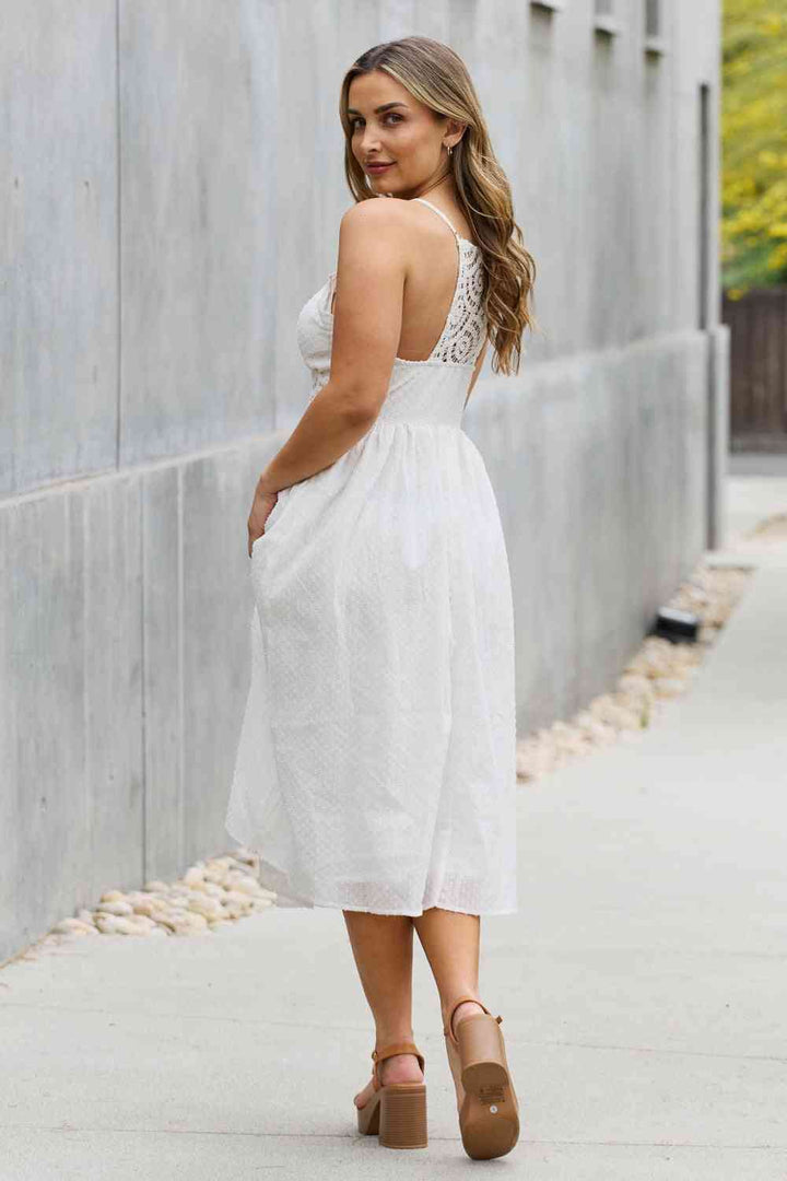 White Birch Full Size Lace Detail Sleeveless Lace Midi Dress | 1mrk.com