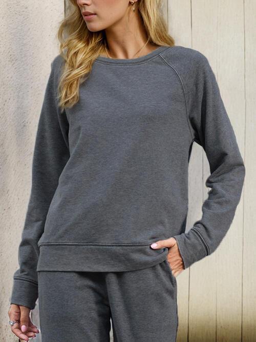 Round Neck Long Sleeve Sweatshirt |1mrk.com