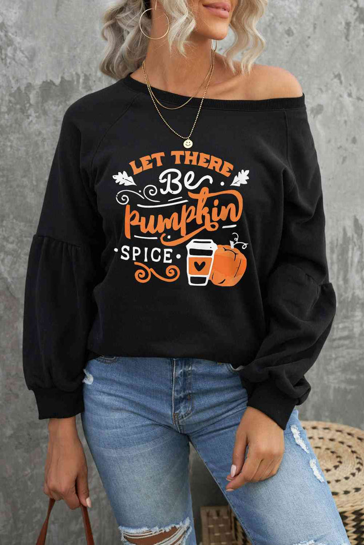 Round Neck Long Sleeve LET THERE BE PUMPKIN SPICE Graphic Sweatshirt |1mrk.com