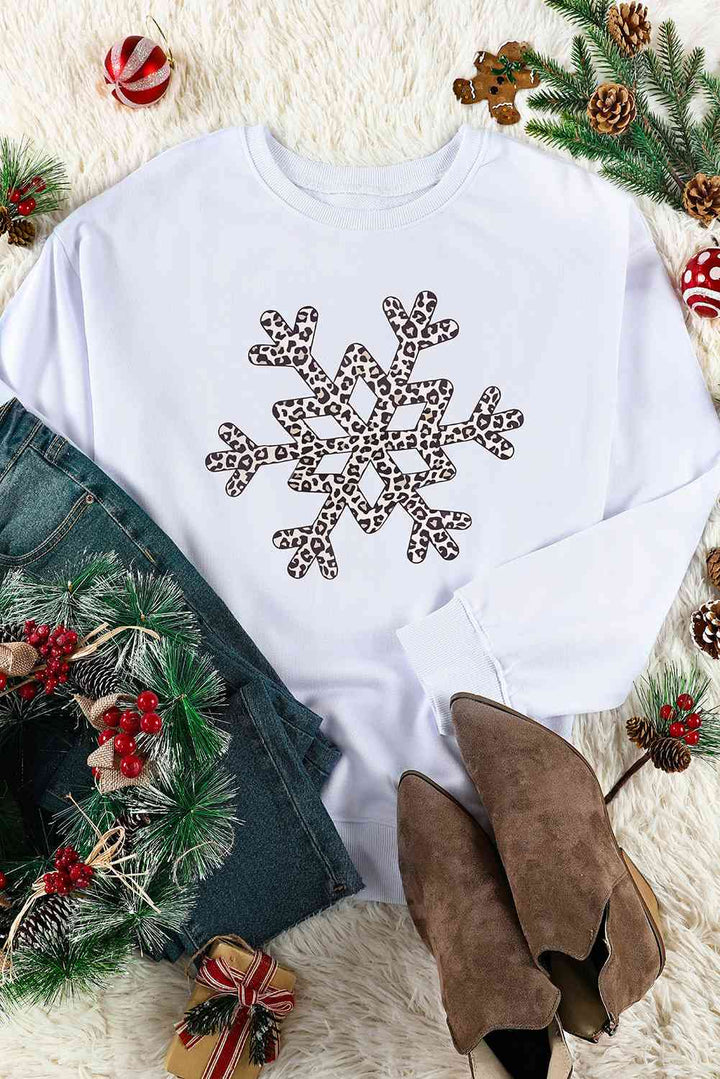 Snowflake Graphic Dropped Shoulder Sweatshirt |1mrk.com