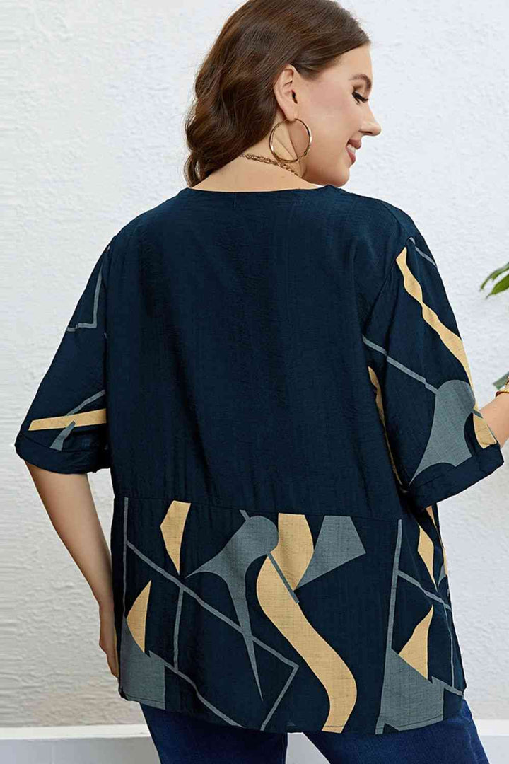 Plus Size Printed Half Sleeve Top | 1mrk.com