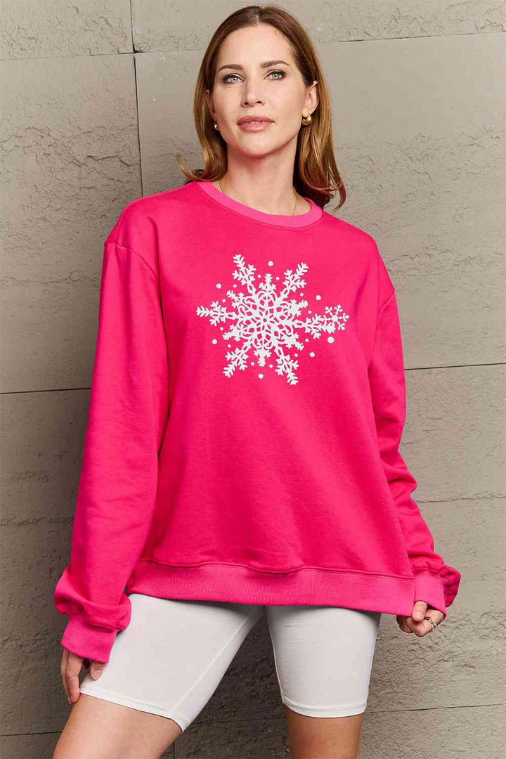 Simply Love Full Size Snowflake Graphic Sweatshirt |1mrk.com