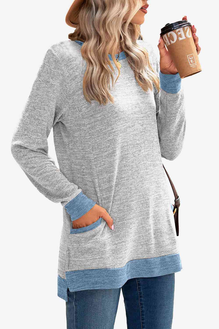 Heathered Slit Top with Pockets | 1mrk.com