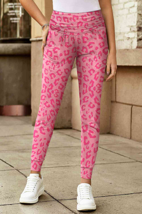 Leopard Print Wide Waistband Skinny Pants | 1mrk.com