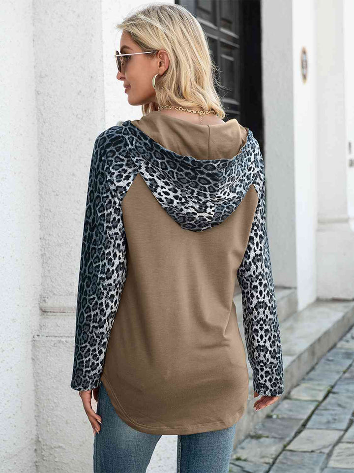 Leopard Raglan Sleeve Hoodie | 1mrk.com