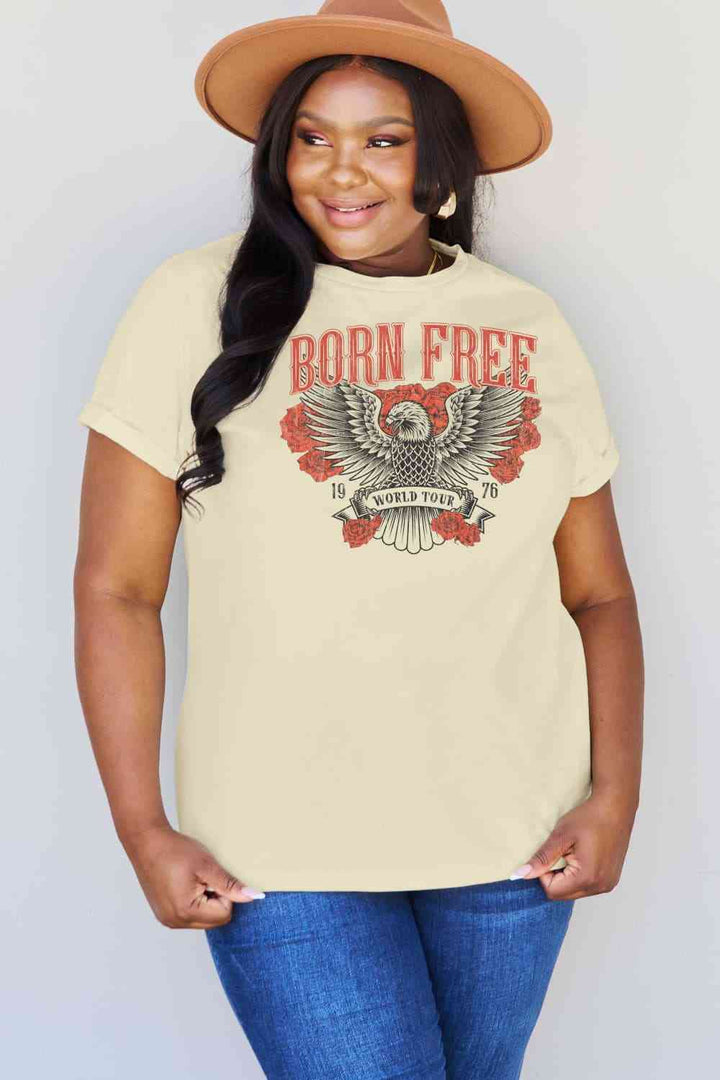Simply Love Full Size BORN FREE 1976 WORLD TOUR Graphic Cotton T-Shirt | 1mrk.com