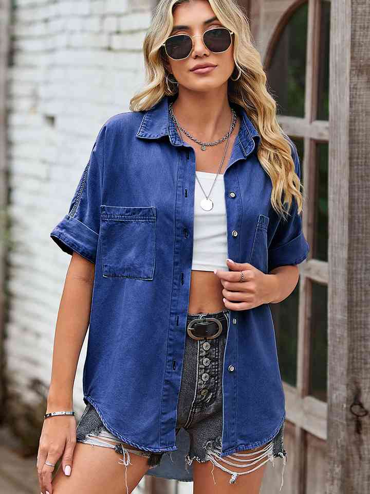 Short Sleeve Denim Shirt Jacket | 1mrk.com