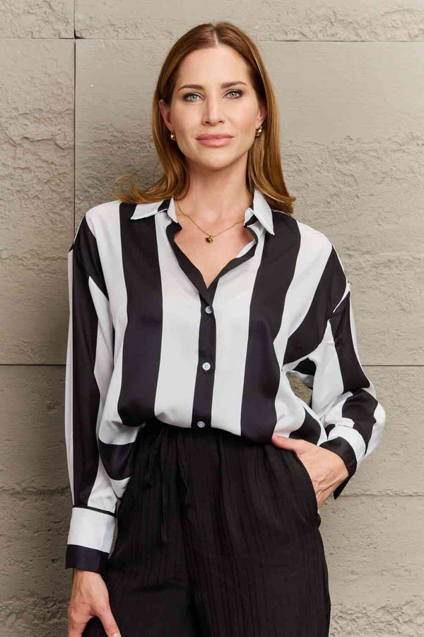 Striped Dropped Shoulder Shirt |1mrk.com