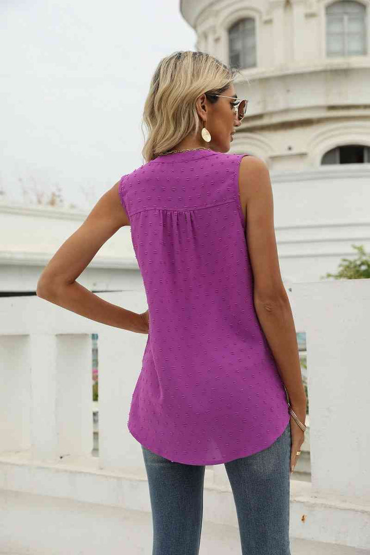 Swiss Dot Notched Neck Tank | 1mrk.com